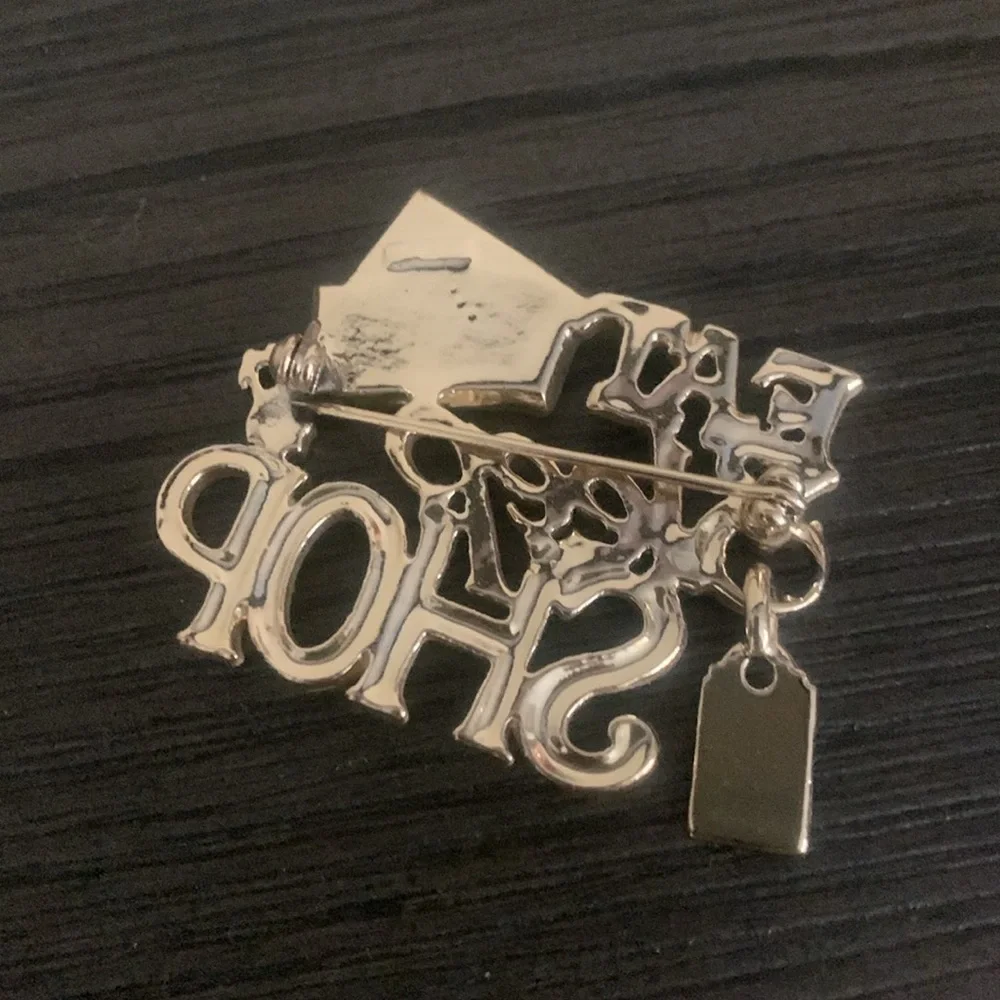 Eat Sleep Shop Brooch vintage